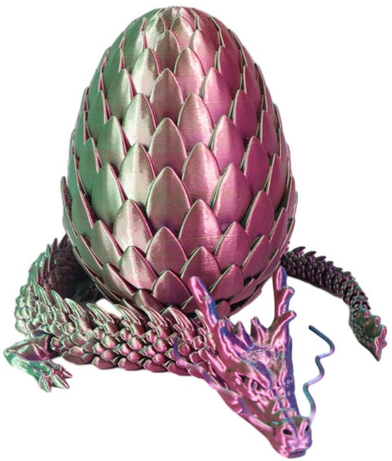YZMY 3D列印龍麟蛋擺件, 18cm蛋 60cm龍炫彩