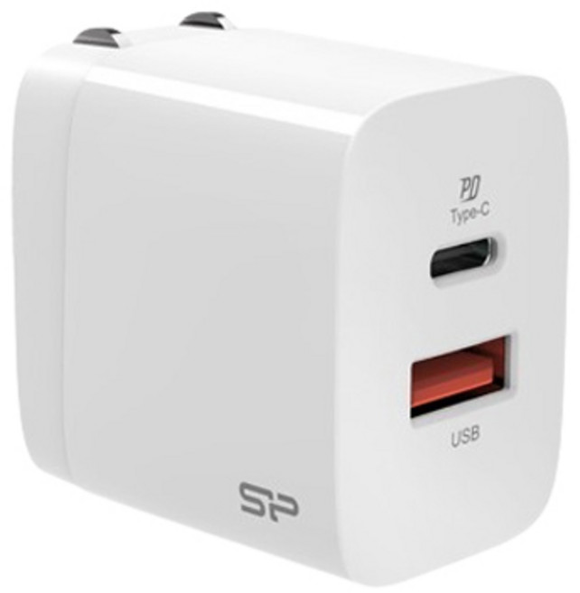 SP廣穎 20W PD/QC3.0 雙孔快速充電器 國際通用電壓 輕巧便攜, QM15 白色, 1個