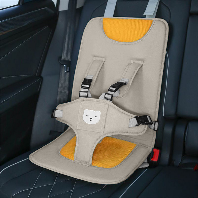 行動式兒童安全座椅 適用6個月-12歲 通用型, 舒適坐墊 安全守護 米色中碼 三歲到六歲