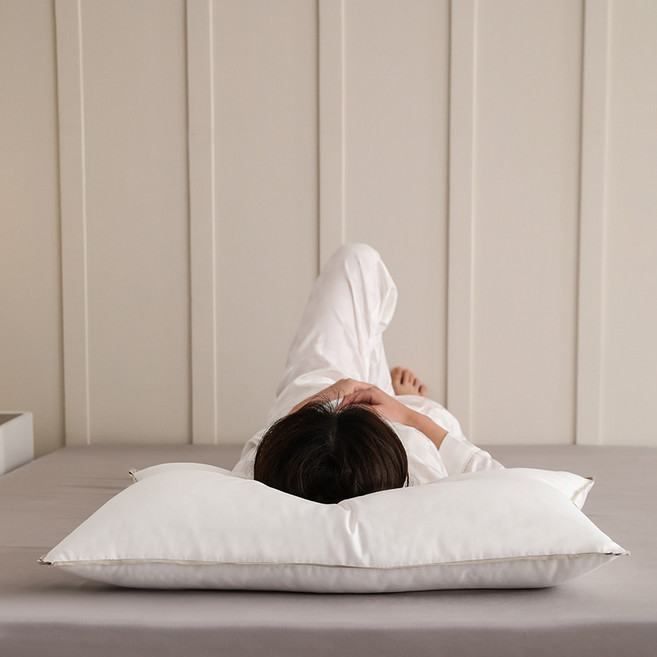 ease sleep 60s 易眠柔軟舒適睡枕 嬰幼兒級A類 可機洗 高回彈, 嬰幼兒級A類標準 - 柔軟羽絲低枕 灰邊, 1件