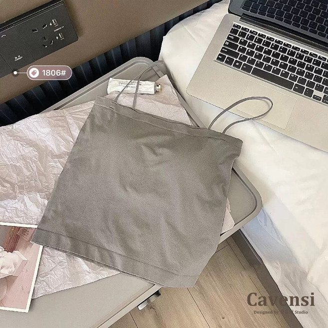 【Cavensi】100kg內可穿 大U領細肩帶bra top 小可愛 露肩上衣 平口背心大尺碼 罩杯背心 A240