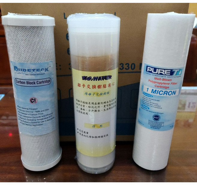 三胞胎淨水濾心組 軟水離子交換 高效除氯活性碳 精密PP棉濾芯, 三包胎濾心,除氯版, 1套, 除氯版