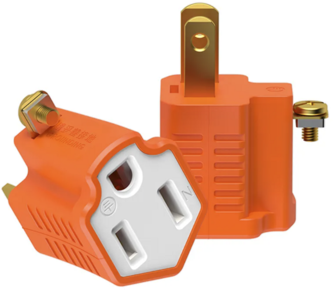 成電牌 3孔轉2孔插頭轉接頭 CT-1011 台灣製造 3變2電源插座, 雙入橘色, 1個, 33.5mm