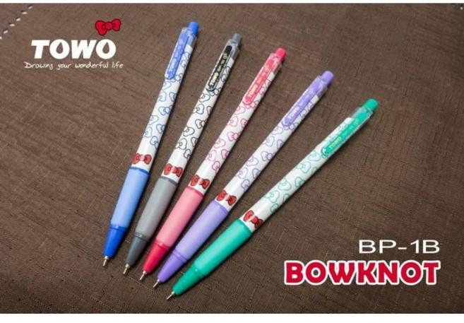 東文 BP-1B 蝴蝶結黑珍珠中油筆 0.7mm, 1個, 紅