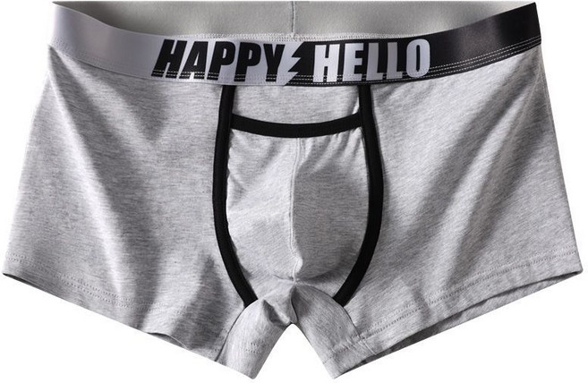 男士四角內褲 潮流個性 HAPPY HELLO 純棉運動平角褲