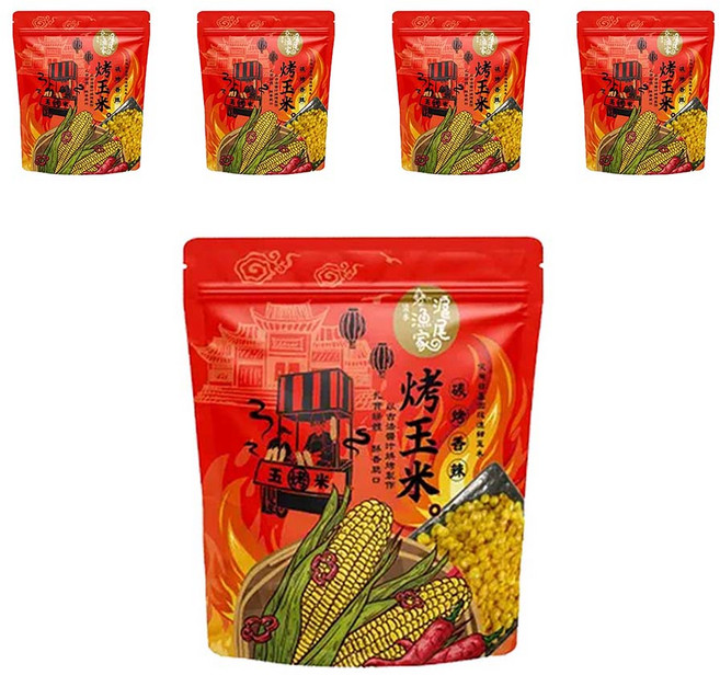 滬尾漁家 烤玉米 碳烤香辣風味, 120g, 5個