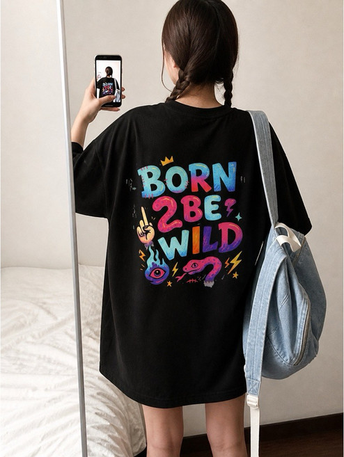 BORN 2 BE WILD 印花T恤 街頭符號設計 男女同款