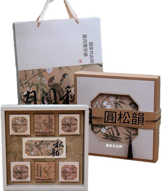 中秋禮盒 6粒裝 蛋黃酥 中式點心, 月圓秋韻月餅盒8粒 - 1套 中秋月餅禮盒, 1套