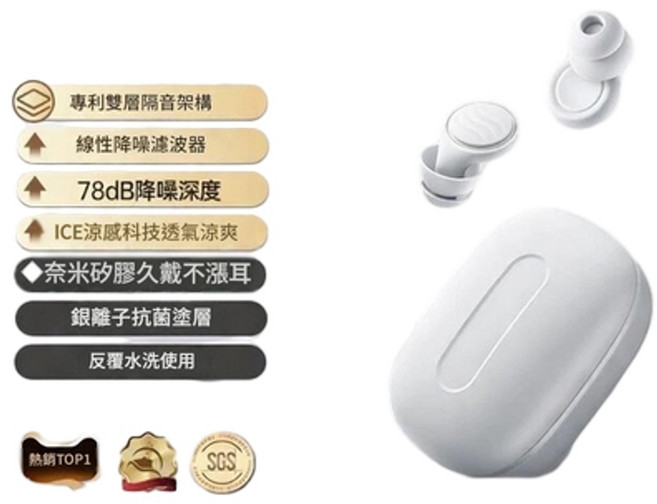HANQI 專業隔音耳塞 防吵靜音助眠, 2個, 1個