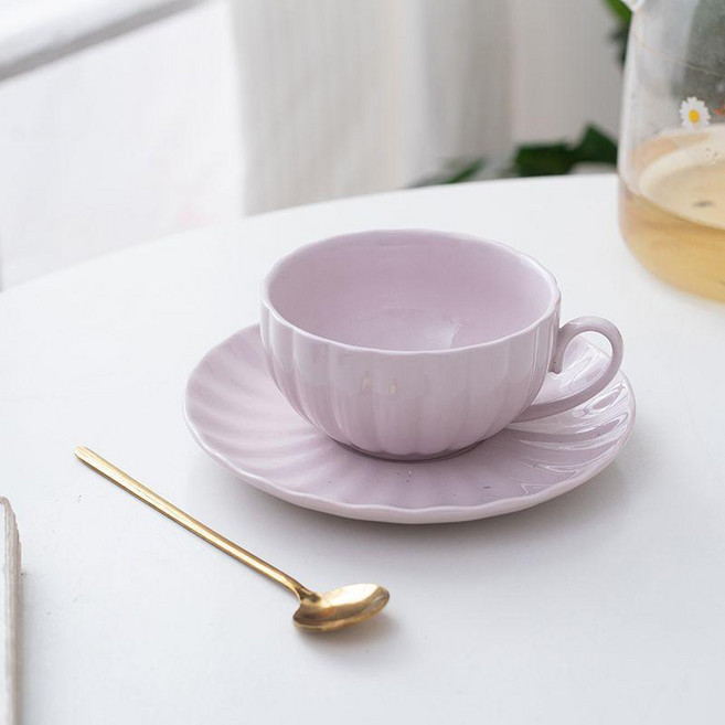 陶瓷咖啡杯碟套裝 含勺子, 雅紫色, 單杯無碟子勺子, 1個