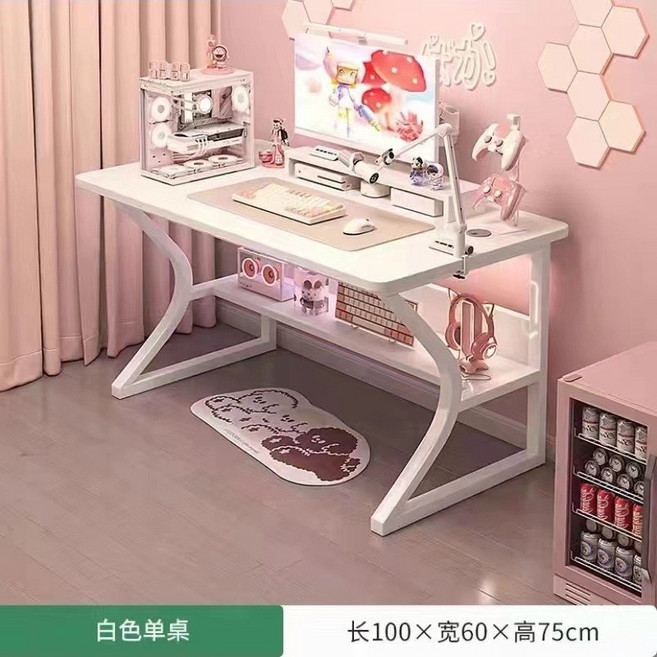 電競桌 80X50X75CM 簡約現代電腦桌, 100cm 白色