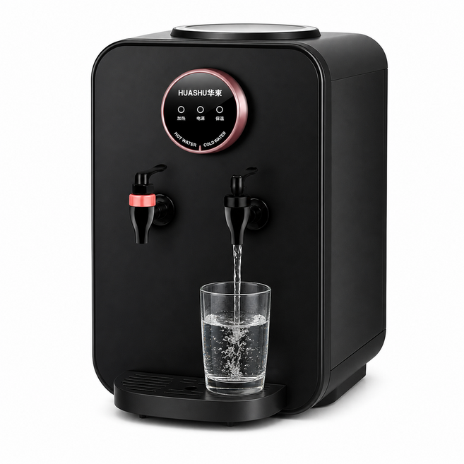 冰溫熱飲水機 桌面小型 雙龍頭 桶裝水 家用辦公, HS-20黑色(外贸版)-冰温热