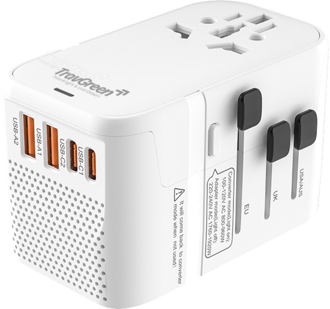 旅光選物 TravGreen 萬國插頭充電變壓器 旅行萬用插頭 USB四口快充 PD20W TYPE-C 旅遊插座 出差旅行 出國插座, 1個, 雅白|可220轉110V|送收納盒