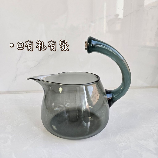 懶人泡茶器 玻璃宮燈磁吸茶具, 1個, 透黑色公盃 公盃高度12釐米左右