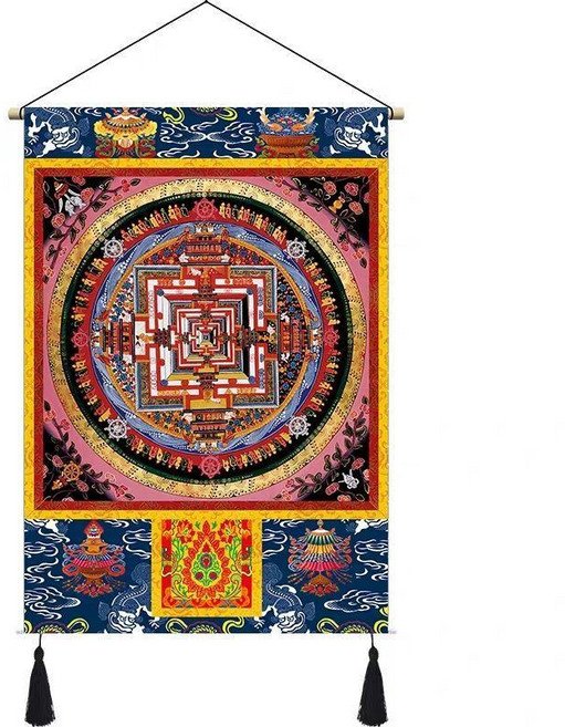 藏式壇城唐卡布藝掛畫 裝飾壁畫掛毯, 威德壇城,寬60-高85cm
