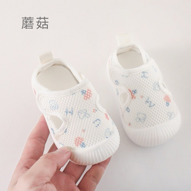 達通商行台灣現貨寶寶學步鞋,男女兒童透氣網布,軟底止滑,幼童蘑菇圓點青蛙防滑平底網鞋