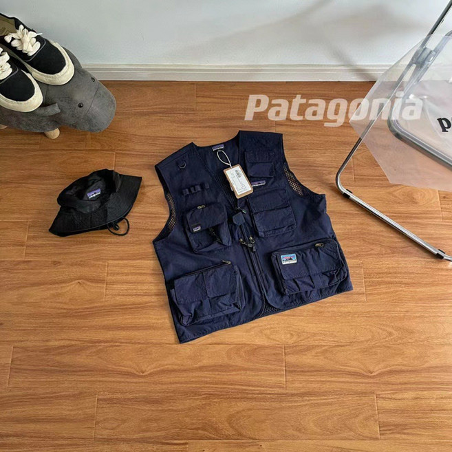 Patagonia 戶外休閒多口袋戰術背心, 藏青色, 1套