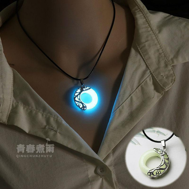 平安扣項鏈 夜光 發光石 守護 年輪 弔墜 時尚 潮 男女百搭 情侶 毛衣鏈 挂墜 平安扣項鏈