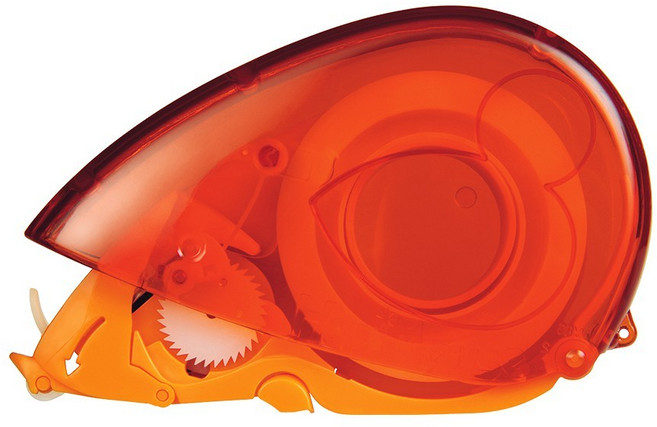 HariMouse 單手自動切割膠帶台 (附12mm x 13M 透明膠帶1卷), 橘, 1個