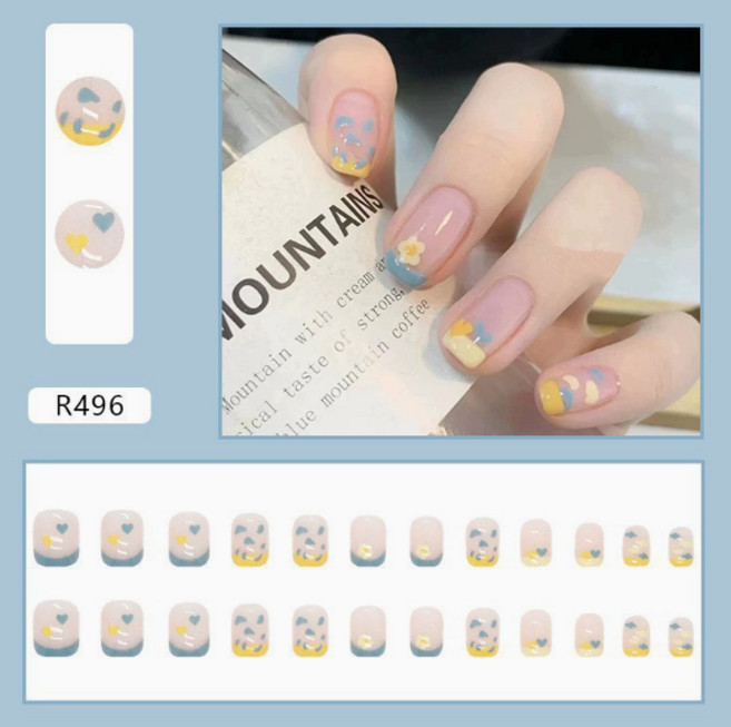 美甲指甲貼片 30款可選 短款日常穿戴甲 可拆卸甲片, 1個, R496, R496