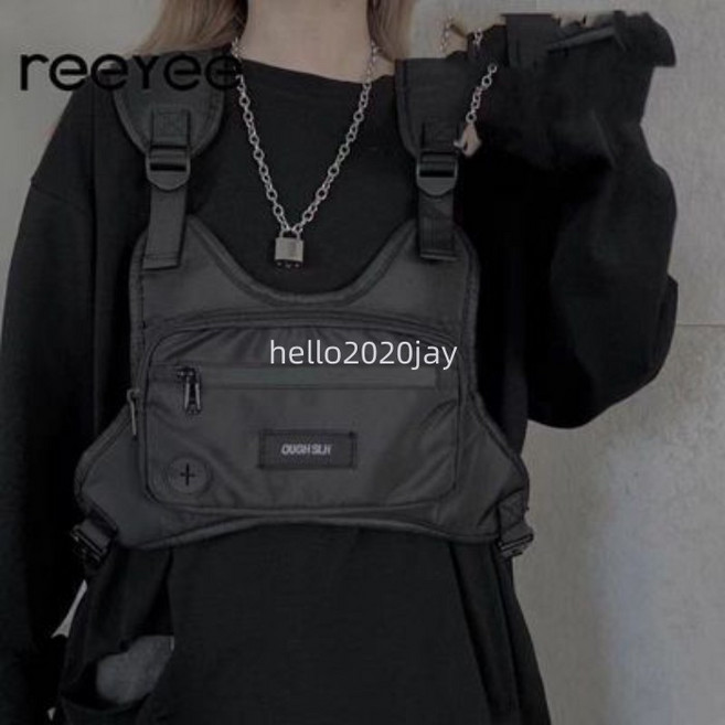 潮牌機能戰術馬甲 工裝運動個性休閒背心 胸包 戶外多功能包