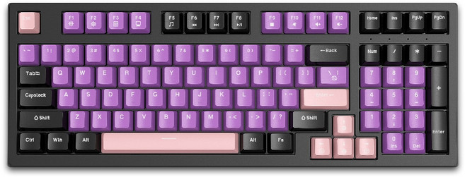 FOREV K98 RGB機械式可換軸有線電競鍵盤 倉頡注音, 青軸:FV-K98黑紫粉(雅光紫),RGB機械鍵盤, 雅光紫, Outemu高特防塵軸
