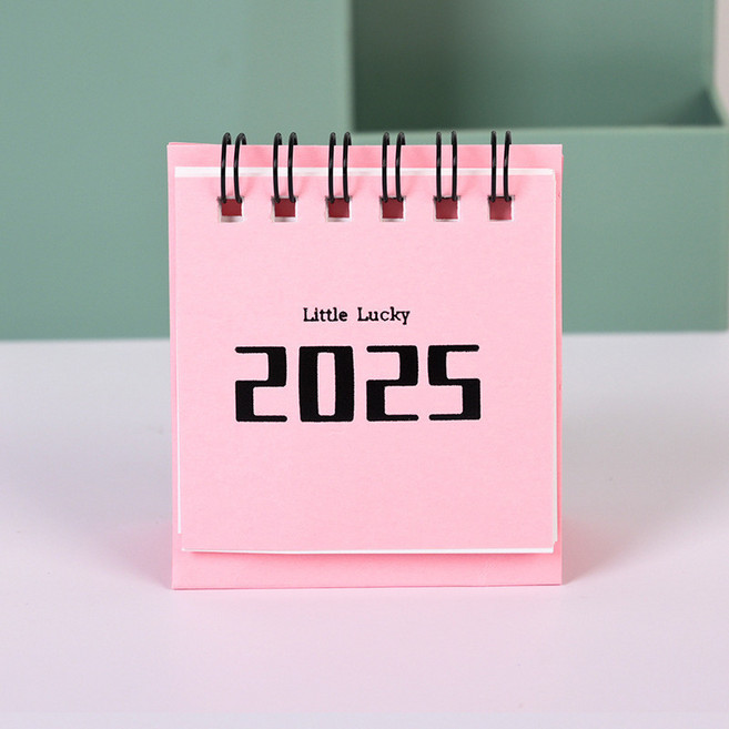 台灣本土貨 2025 年日曆時尚現代迷你台歷學校辦公室迷你日曆計劃墊線圈日曆適合學生上班族, 1個, 粉, 粉