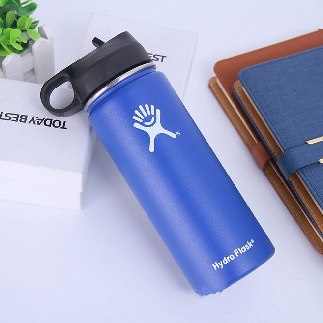 Hydro Flask 不銹鋼保溫瓶 18盎司 500毫升 兒童杯, 藍色,稻草蓋, 1個