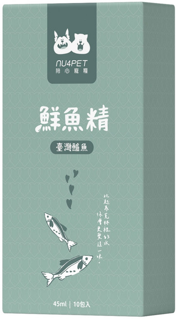 nu4PET 陪心寵糧 鮮魚精 45ml x 10包 臺灣鱸魚, 10包入, 日常補水,幼年長成長,老年營養補給,孕期/哺乳期,術後/病後恢復