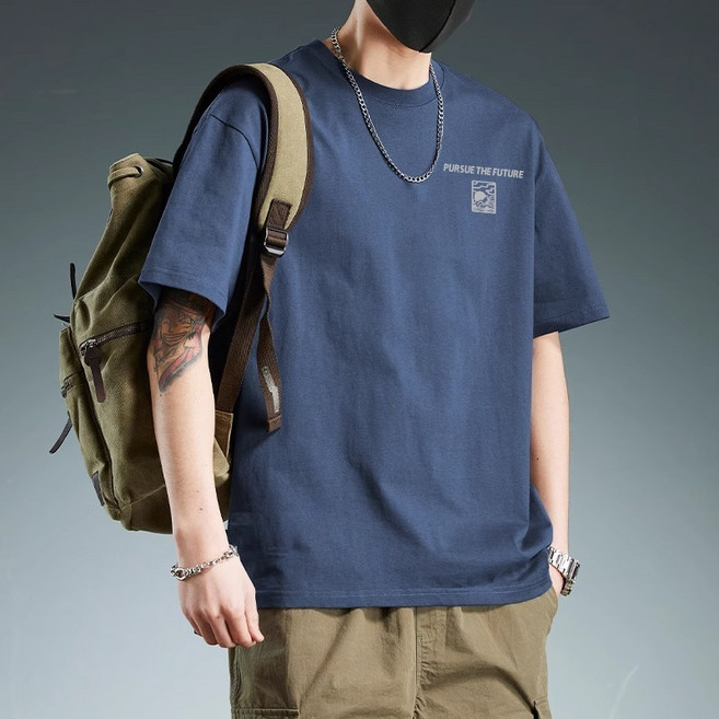 男款純棉印花簡約休閒T恤