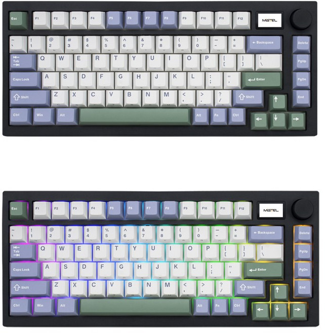 Mistel MD750 Delight RGB 無線三模 機械式鍵盤TW 客製化螢幕 氛圍升級 辦公室鍵盤 低調質感, 幽芽紫, 粉軸