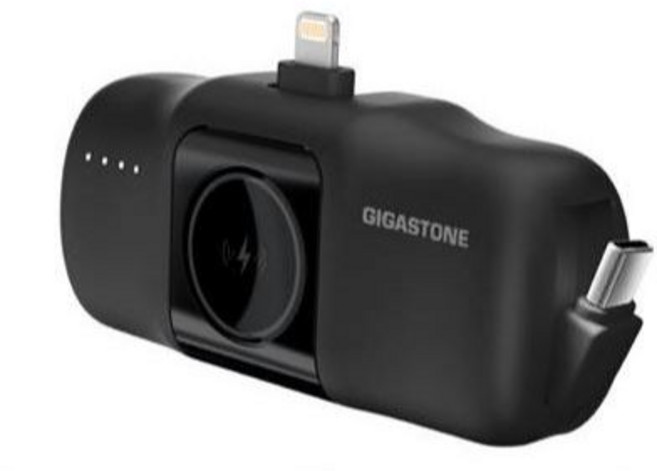 GIGASTONE 立達 5000mAh 雙介面 直插式口袋快充行動電源, 黑色-Lightning, MP-5000AL