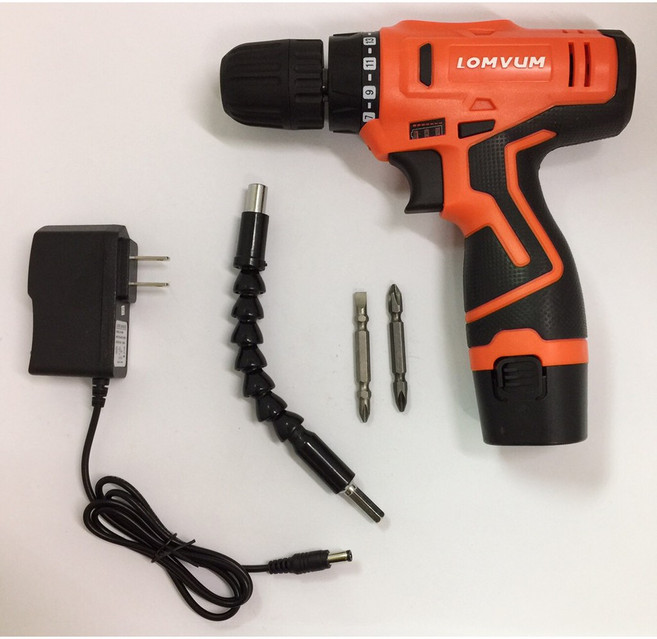 12V 充電電鑽 正反轉電動起子 適合拆鎖螺絲, 1個, 澳拓 橘 12V單速 座充雙電