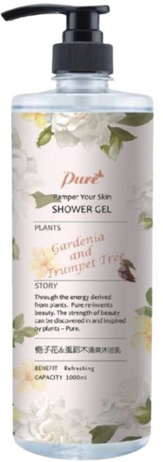 PURE 植物香氛沐浴乳 梔子花與風鈴木, 1個, 1kg