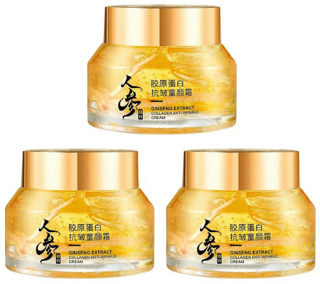 KUGE 人參膠原蛋白抗皺童顏霜 - 淡化紋路 提拉緊緻肌膚人參精華緊緻霜, 50g, 3件