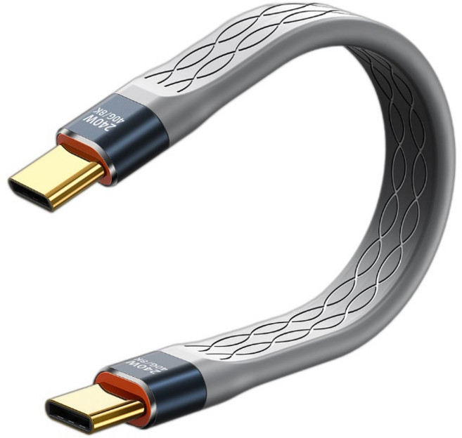新款USB4全功能數據線 兼容雷電4 Type-C數據線, 1個, 灰色009-01, 13cm