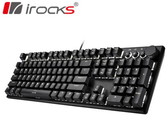 iRocks K74M Gateron 機械式鍵盤 紅軸 懸浮式 智慧滾輪 白光, 黑色, 茶軸