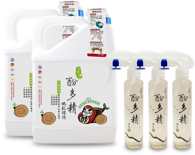 木酢達人 酚多精除臭液 4900g補充桶2入 150g噴霧瓶3入 木酢原味, 1套, 4.9L