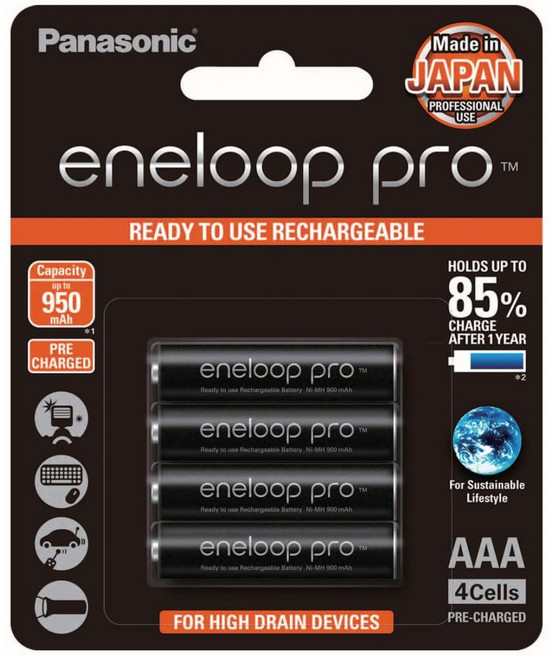 Panasonic eneloop pro 4號AAA高容量低自放充電池 (日本製)含發票, 8個裝, 1個