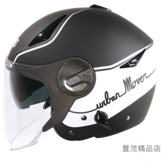 ZEUS 瑞獅 ZS-612A AD1 3/4罩 半罩安全帽 內墨鏡 雙鏡片, 消光黑白, 1個