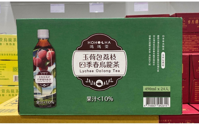 喝喝茶 玉荷包荔枝 四季春烏龍茶 490毫升x24入, 1個, 490g, 24個裝