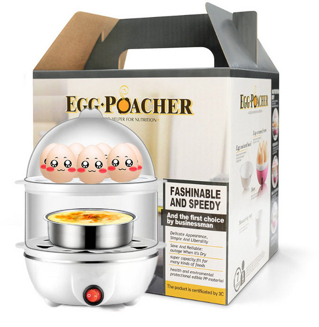 EGG-POACHER 蒸蛋煮蛋器 自動斷電 早餐機, 白色雙層美規 110v