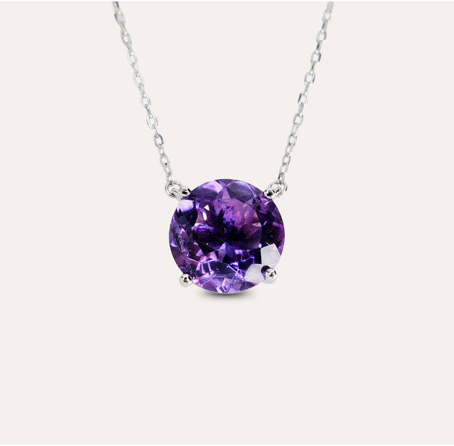 AND JEWEL 安珠 紫水晶圓形項鍊 經典寶石銀飾 展現優雅氣質與個人魅力