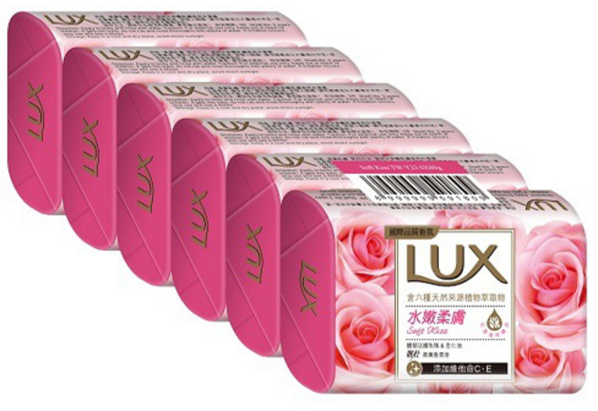 LUX 麗仕 水嫩柔膚香皂 6入組, 80g, 6個