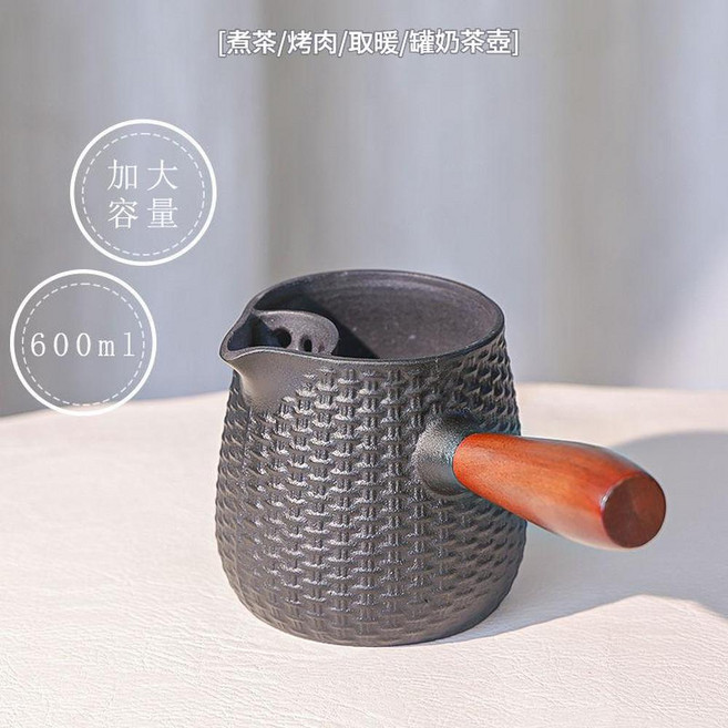 鑄鐵茶壺煮茶器 600ml, 600ml竹編罐罐壺, 1套