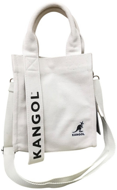 KANGOL 袋鼠兩用帆布包 手提側背托特包 文青風格 米白
