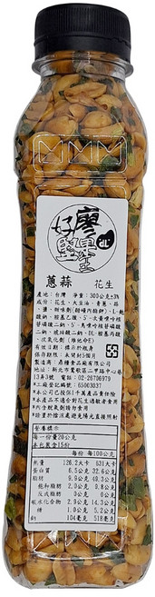 好廖堅果王 罐裝花生, 1個, 蔥蒜, 300g