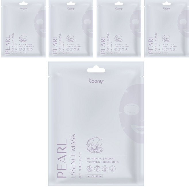 Coony 珍珠亮白保濕精華面膜 韓國製造, 5組, 1入
