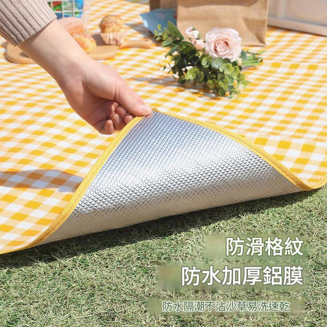 防潮野餐墊 戶外露營墊 便攜可折疊 200*200cm, 加厚鋁模墊