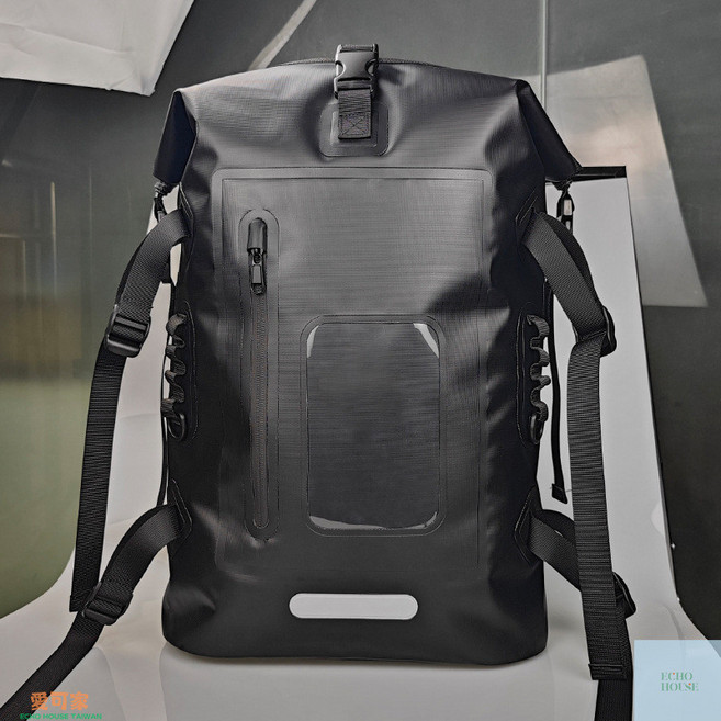 戶外運動防水雙肩包 超大容量, 啞光黑,30L, 啞光黑